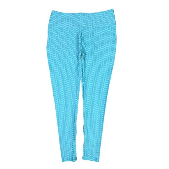Mint Green Honeycomb High Waist Anti-Cellulite Push Up TikTok Leggings - Size XL - Picture 7 of 9